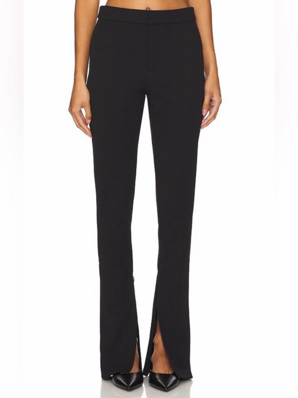 Good American Black Ponte Split-Hem Pants